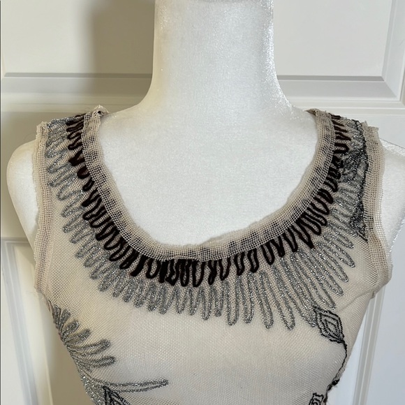 EUC Project Alabama Cream Sheer Embroidered Tank Top - Small - Picture 2 of 9